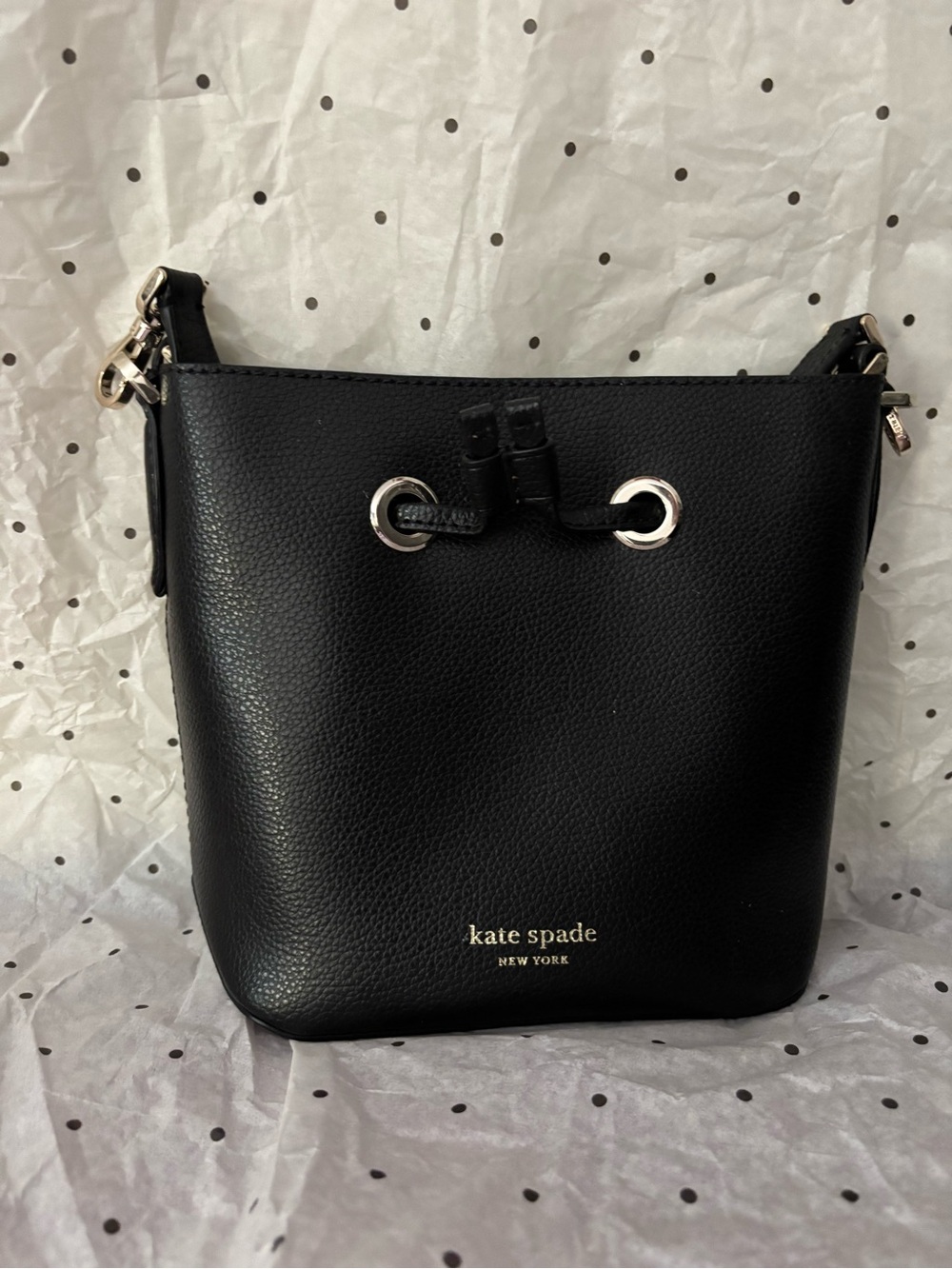 kate spade Black Pebbled Leather Bucket Shoulder Bag